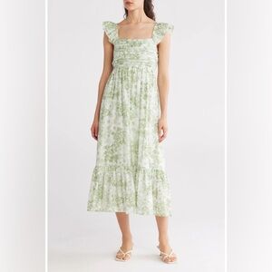 Blu Pepper Floral Pleated Midi Dress